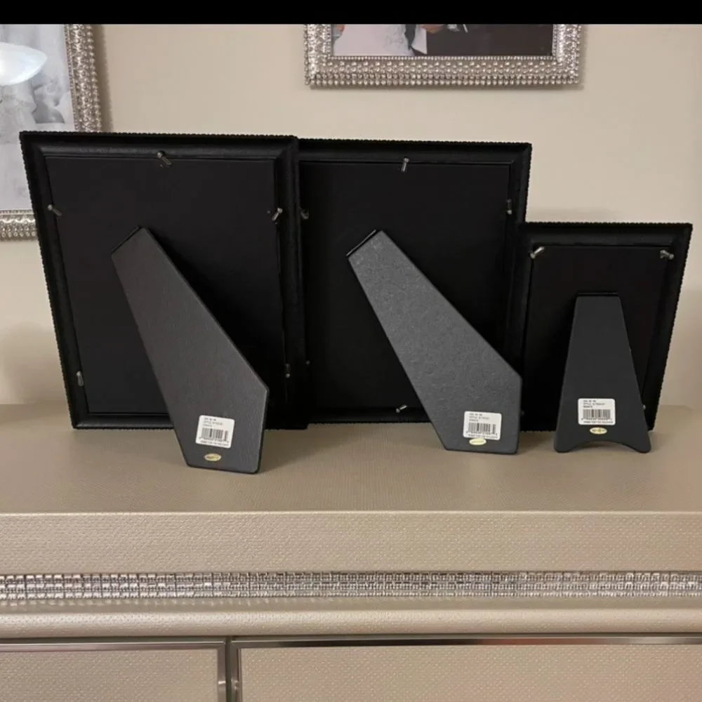 Three burgundy frames